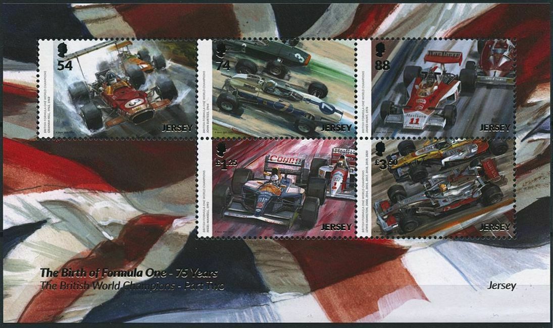 Jersey 2021 MNH F1 Stamps Formula One Cars Part II British Champions 5v M/S