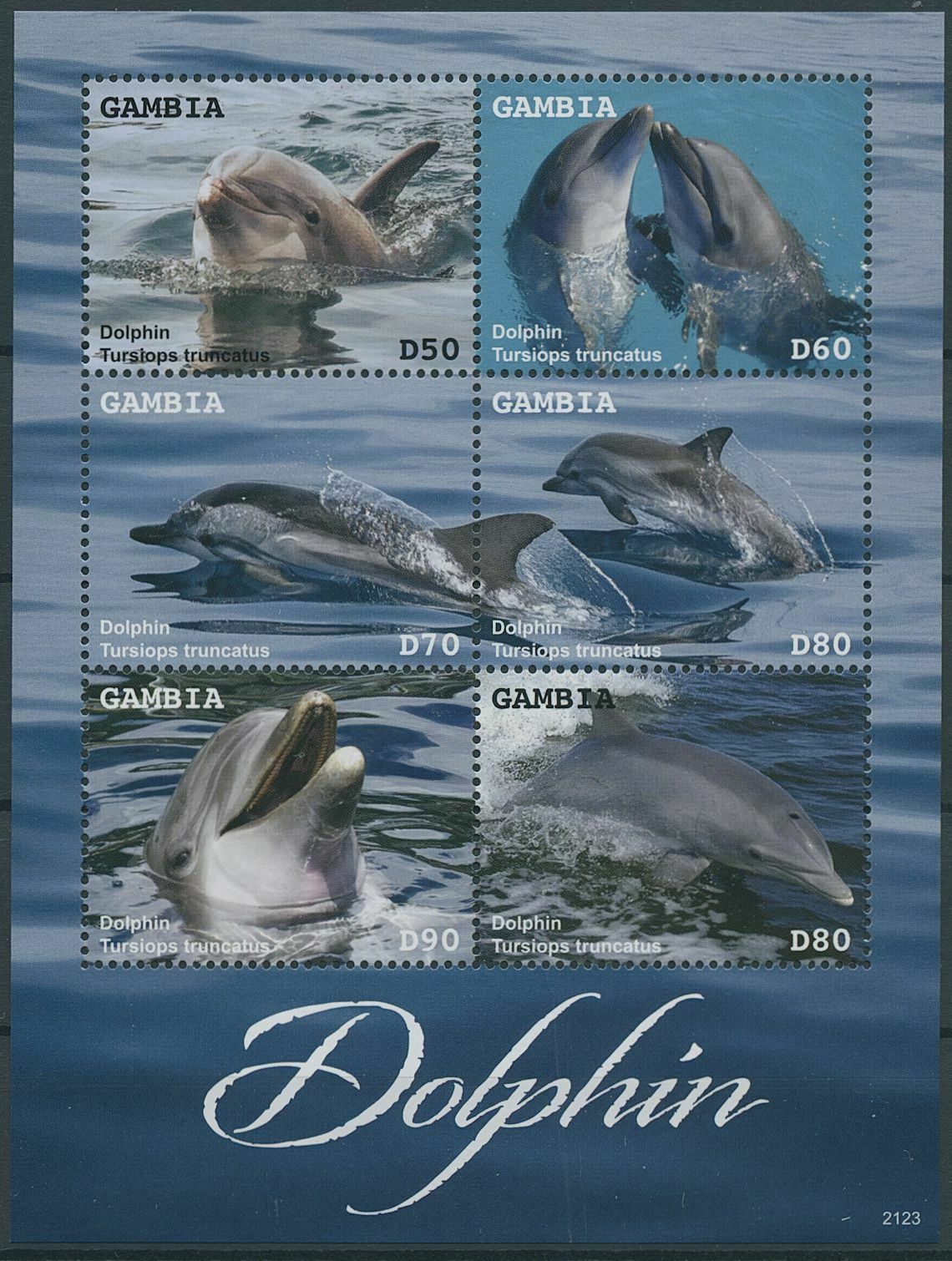 Gambia 2021 MNH Marine Animals Stamps Dolphins Common Bottlenose Dolphin 6v M/S