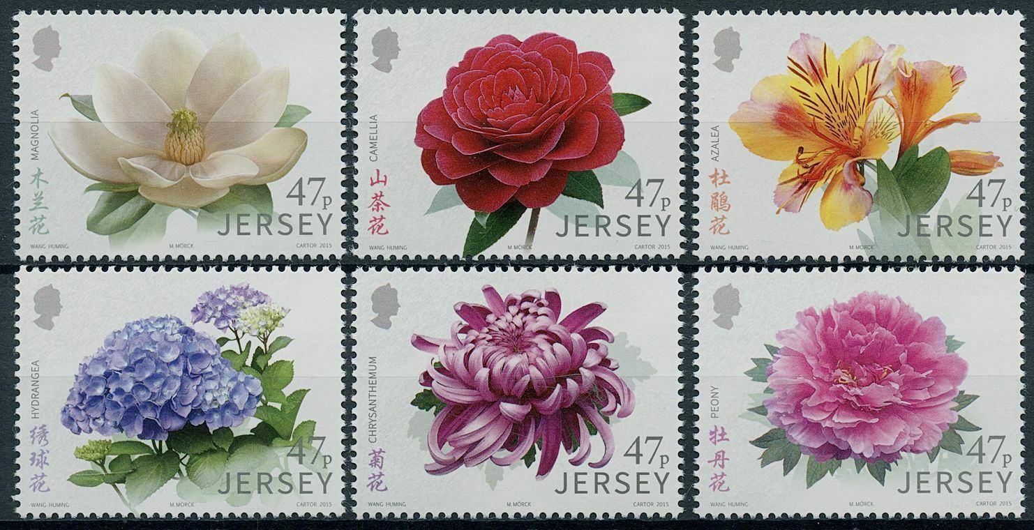 Jersey 2015 MNH Garden Flowers Stamps Links with China Magnolia Camellia 6v Set