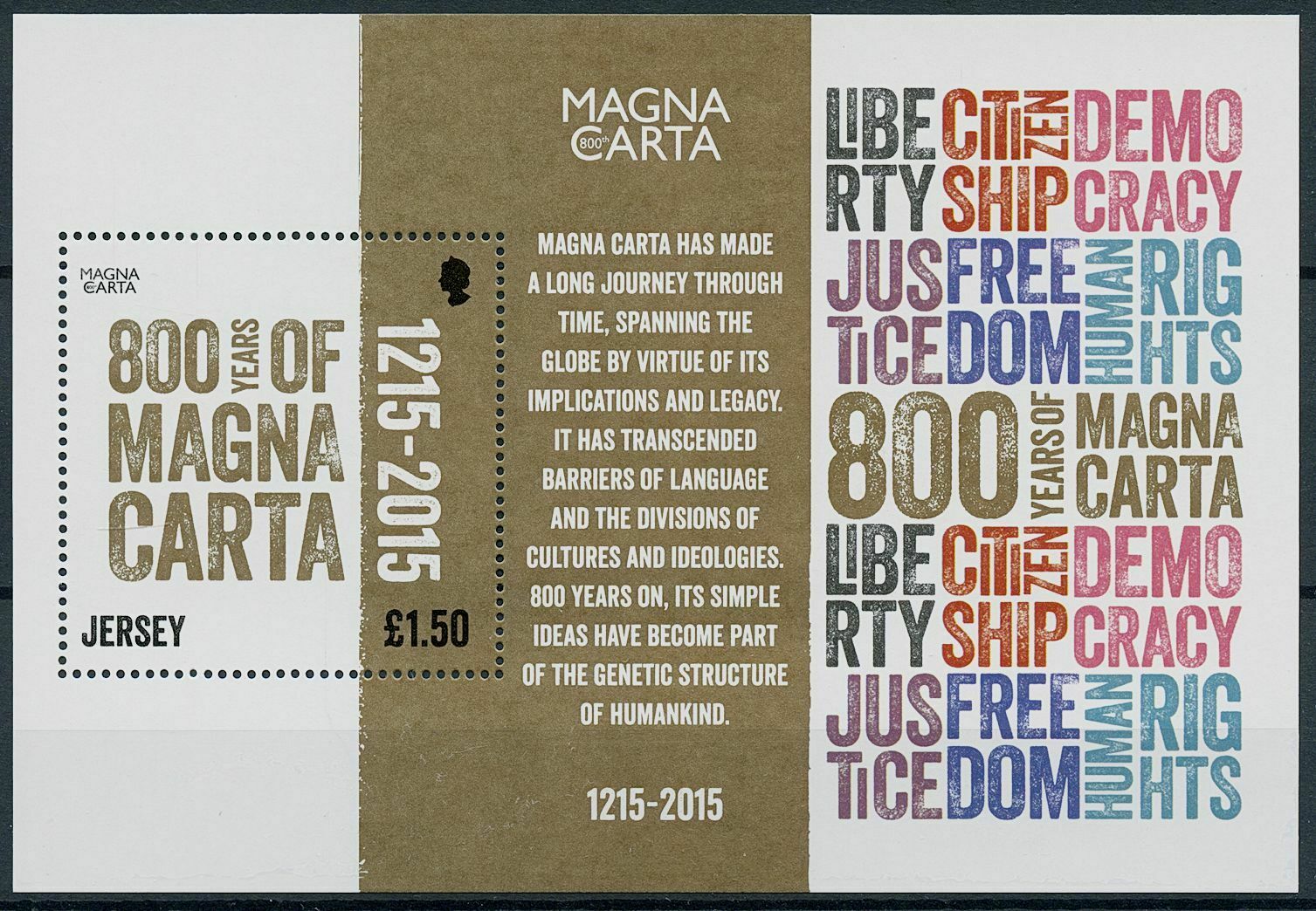 Jersey 2015 MNH Historical Events Stamps Magna Carta 800 Years Justice 1v M/S