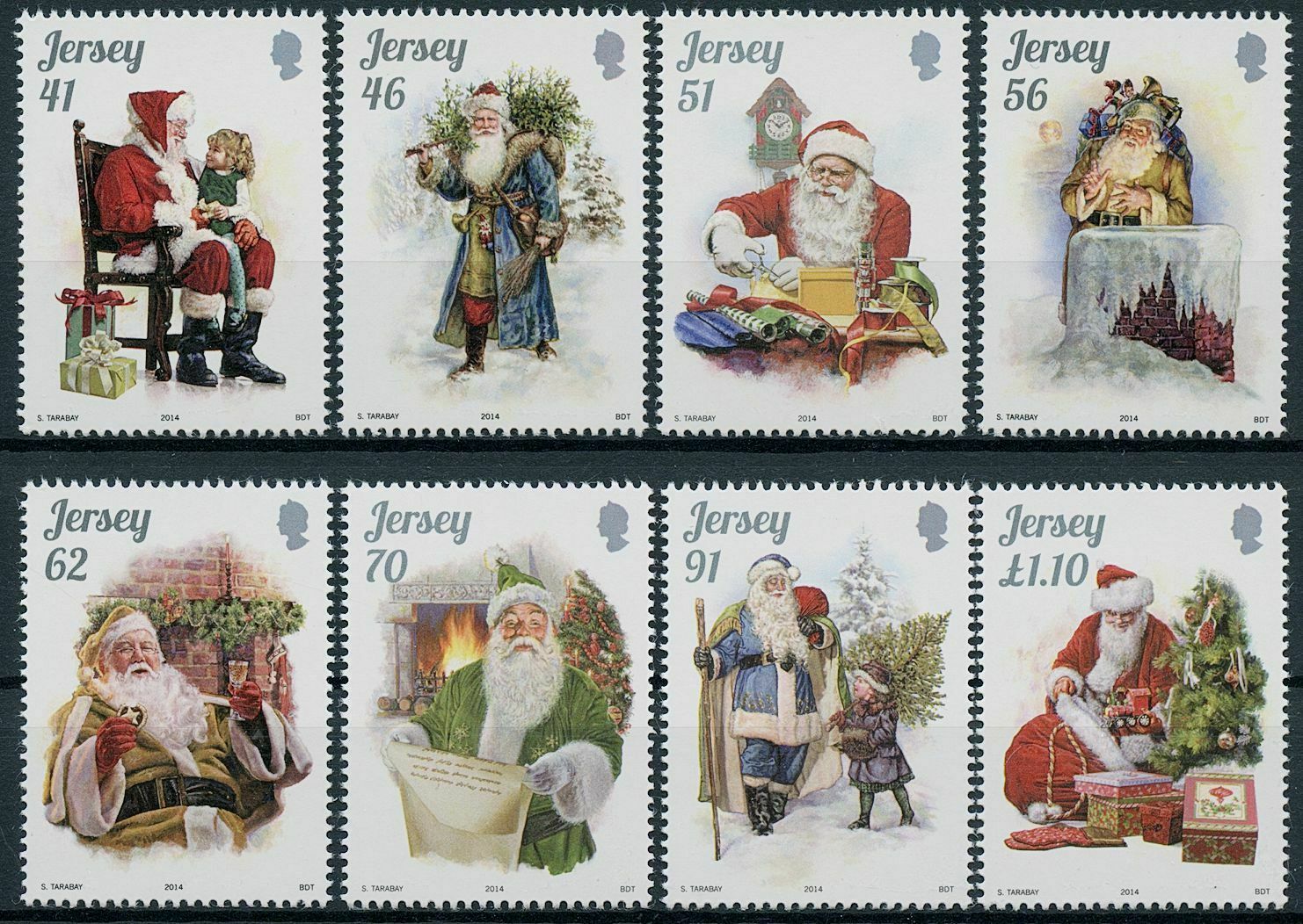 Jersey 2014 MNH Christmas Stamps Story of Father Christmas Trees 8v Set