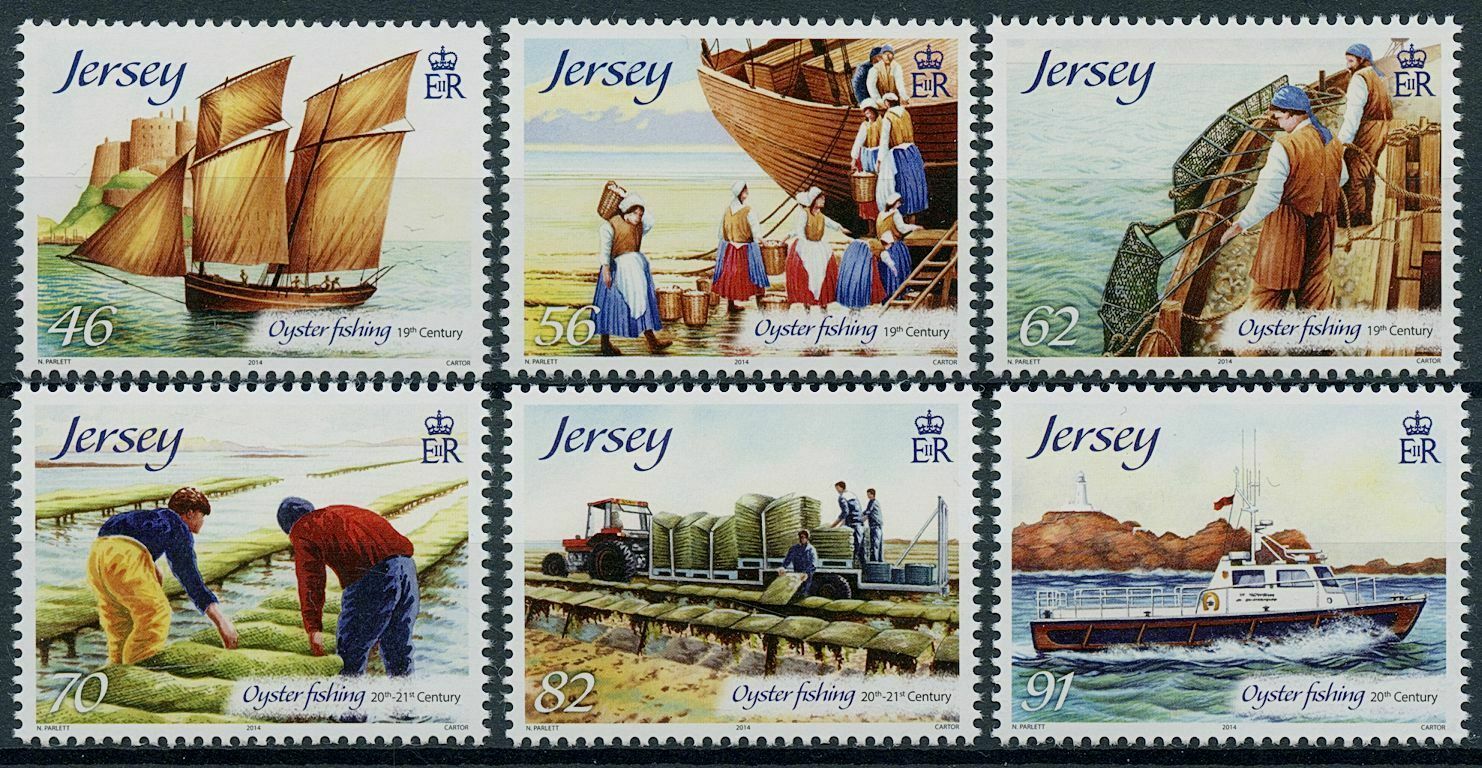 Jersey 2014 MNH Oyster Fishing Stamps Boats Nautical Cultures 6v Set