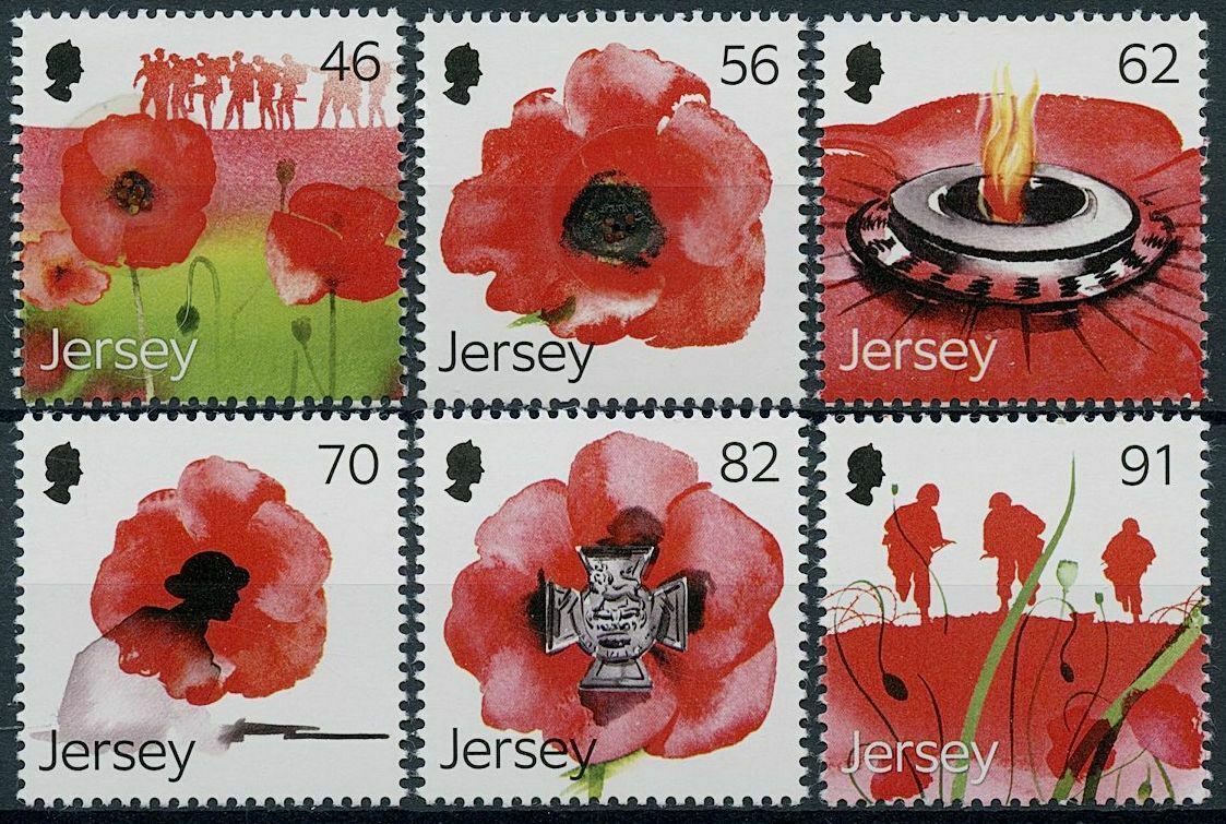 Jersey 2014 MNH Military Stamps WWI WW1 Centenary Remembrance Poppies 6v Set