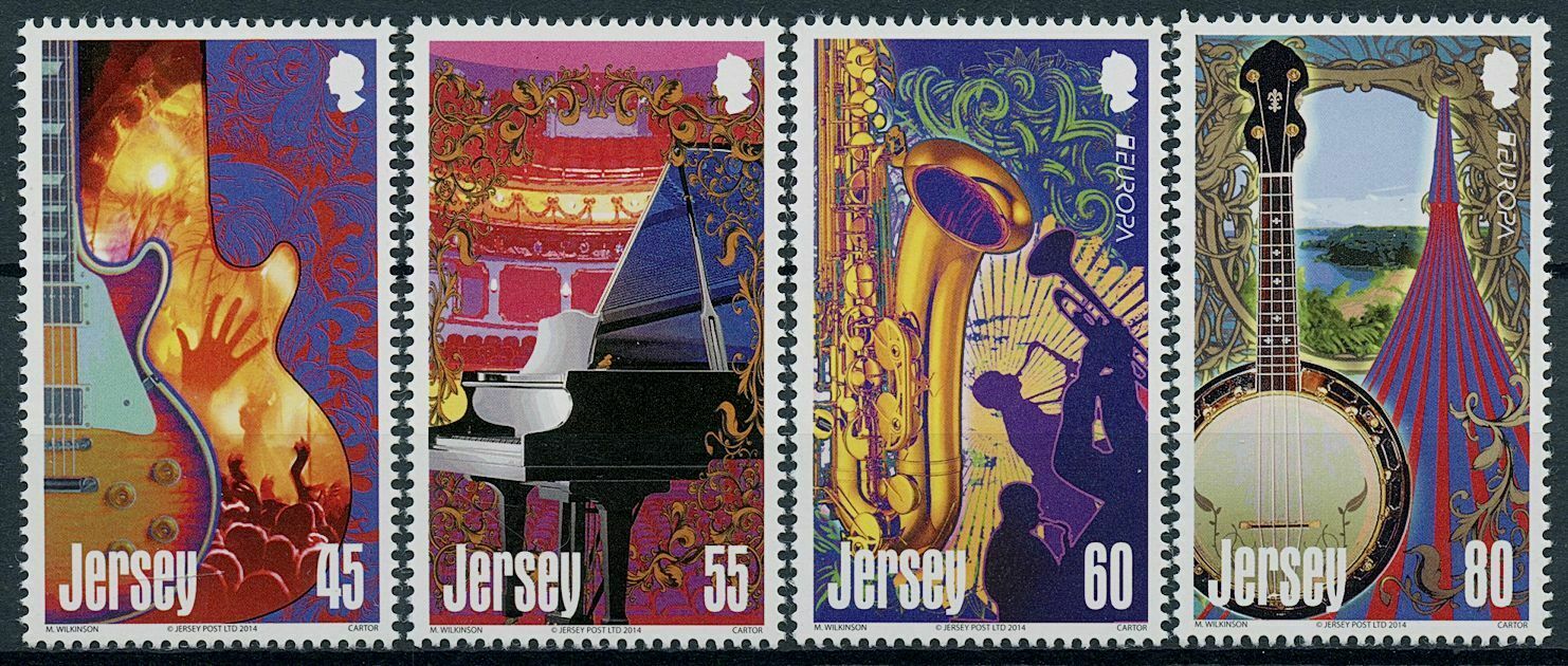 Jersey 2014 MNH Music Stamps Europa Musical Instruments Piano Guitar 4v Set