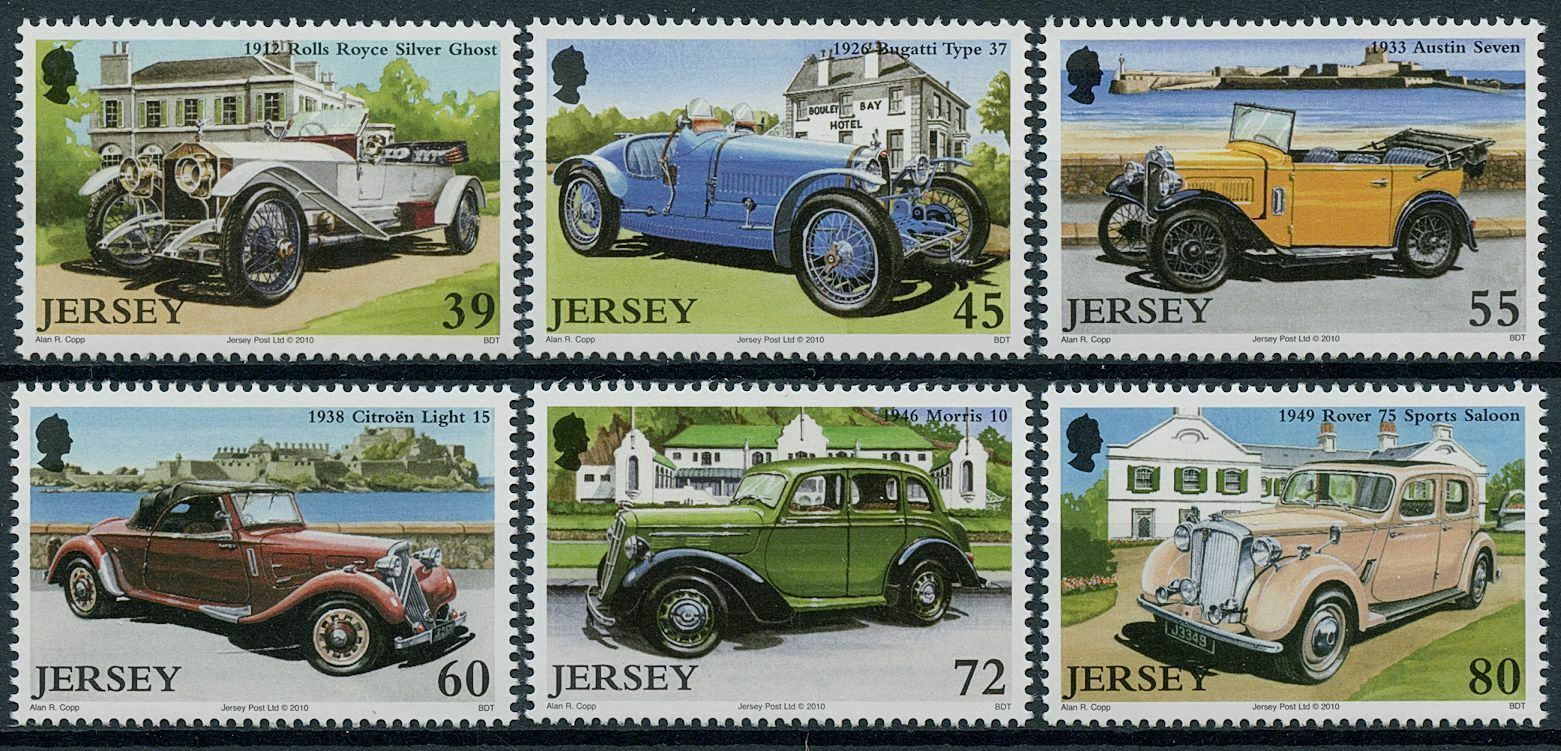 Jersey 2010 MNH Vintage Cars Stamps Rolls-Royce Citroen Bugatti Morris 6v Set