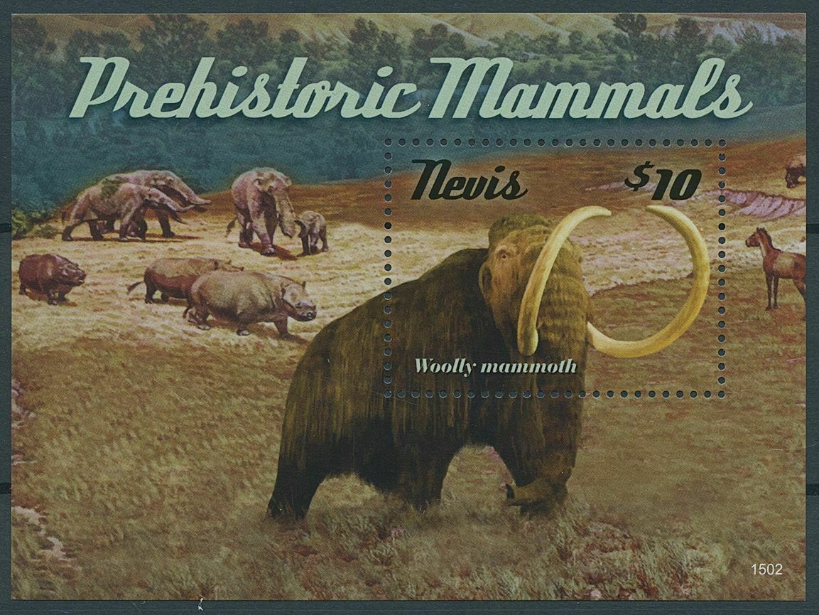 Nevis 2015 MNH Prehistoric Animals Stamps Prehistoric Mammals Mammoth 1v S/S II