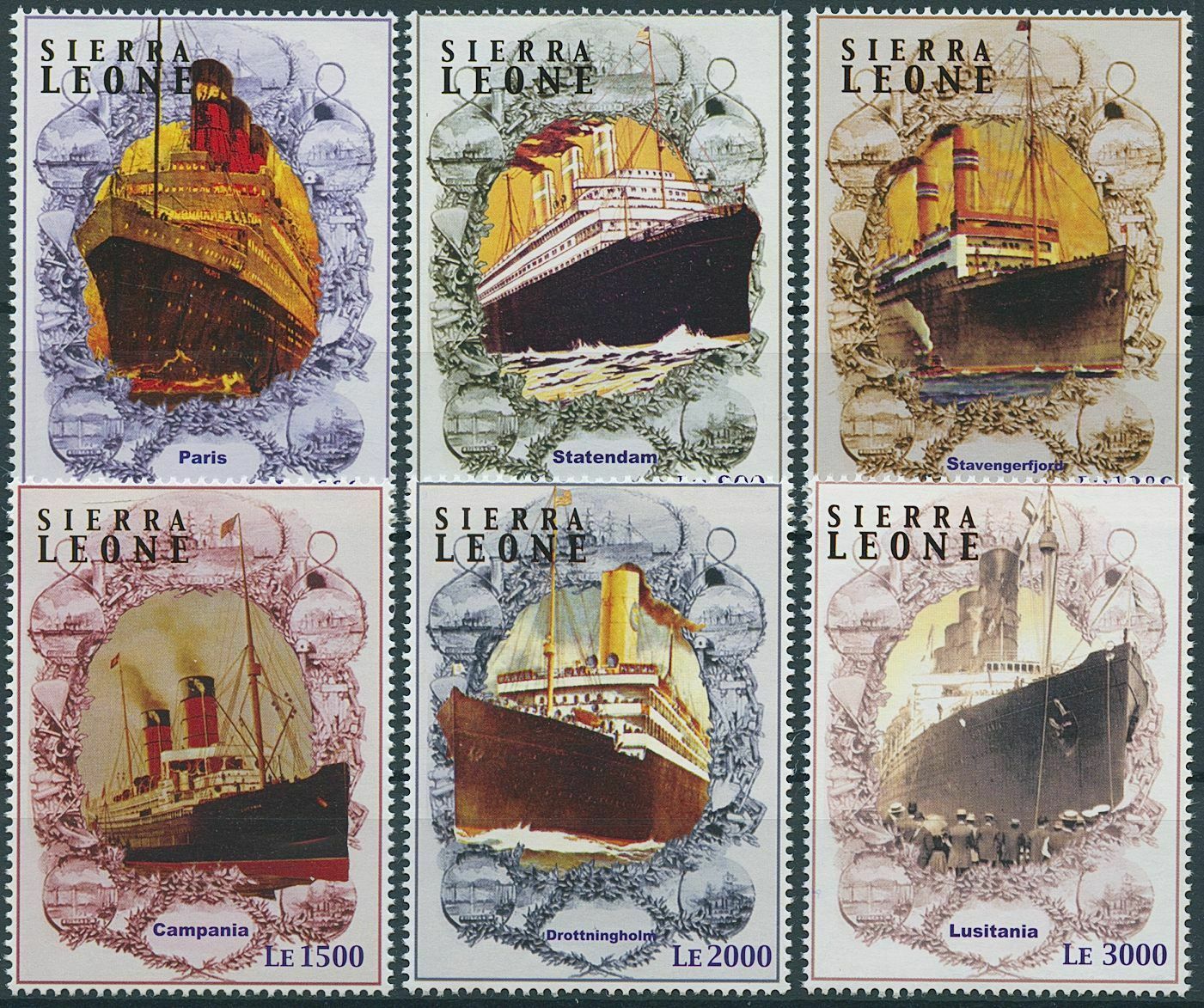 Sierra Leone 2004 MNH Ships Stamps Ocean Liners Lusitania Statendam Paris 6v Set