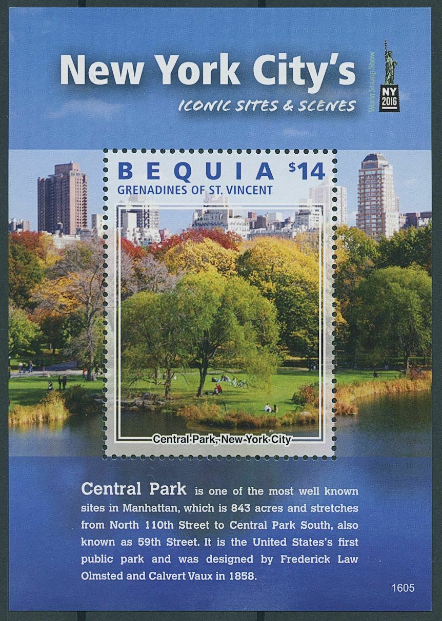 Bequia Gren St Vincent 2016 MNH Architecture Stamps New York City NY2016 1v S/S