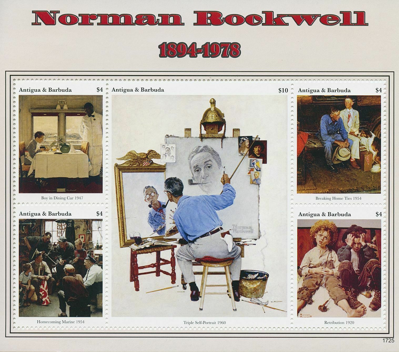 Antigua & Barbuda 2011 MNH Art Stamps Norman Rockwell Paintings 5v M/S I