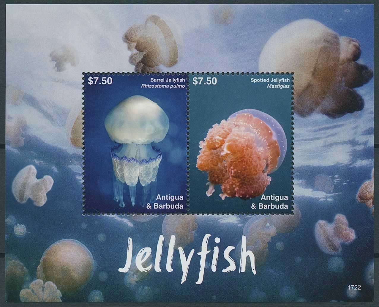Antigua & Barbuda 2017 MNH Marine Animals Stamps Jellyfish 2v S/S