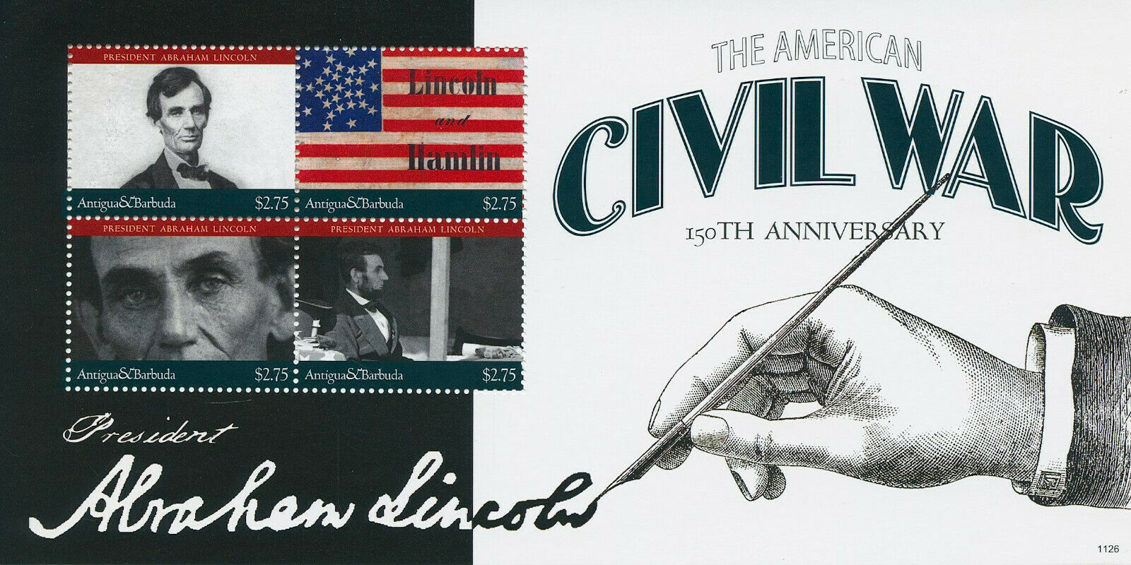 Antigua & Barbuda 2011 MNH Abraham Lincoln Stamps US Presidents Civil War 4v M/S