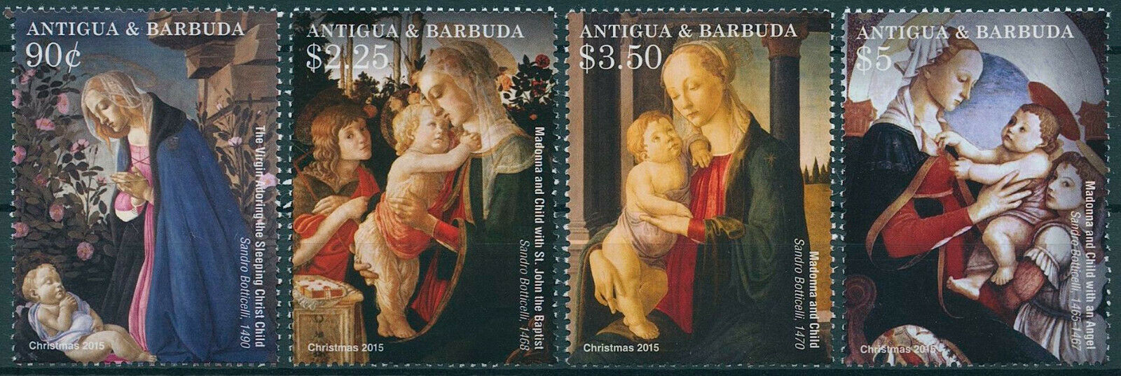 Antigua & Barbuda 2015 MNH Christmas Stamps Botticelli Nativity Paintings 4v Set