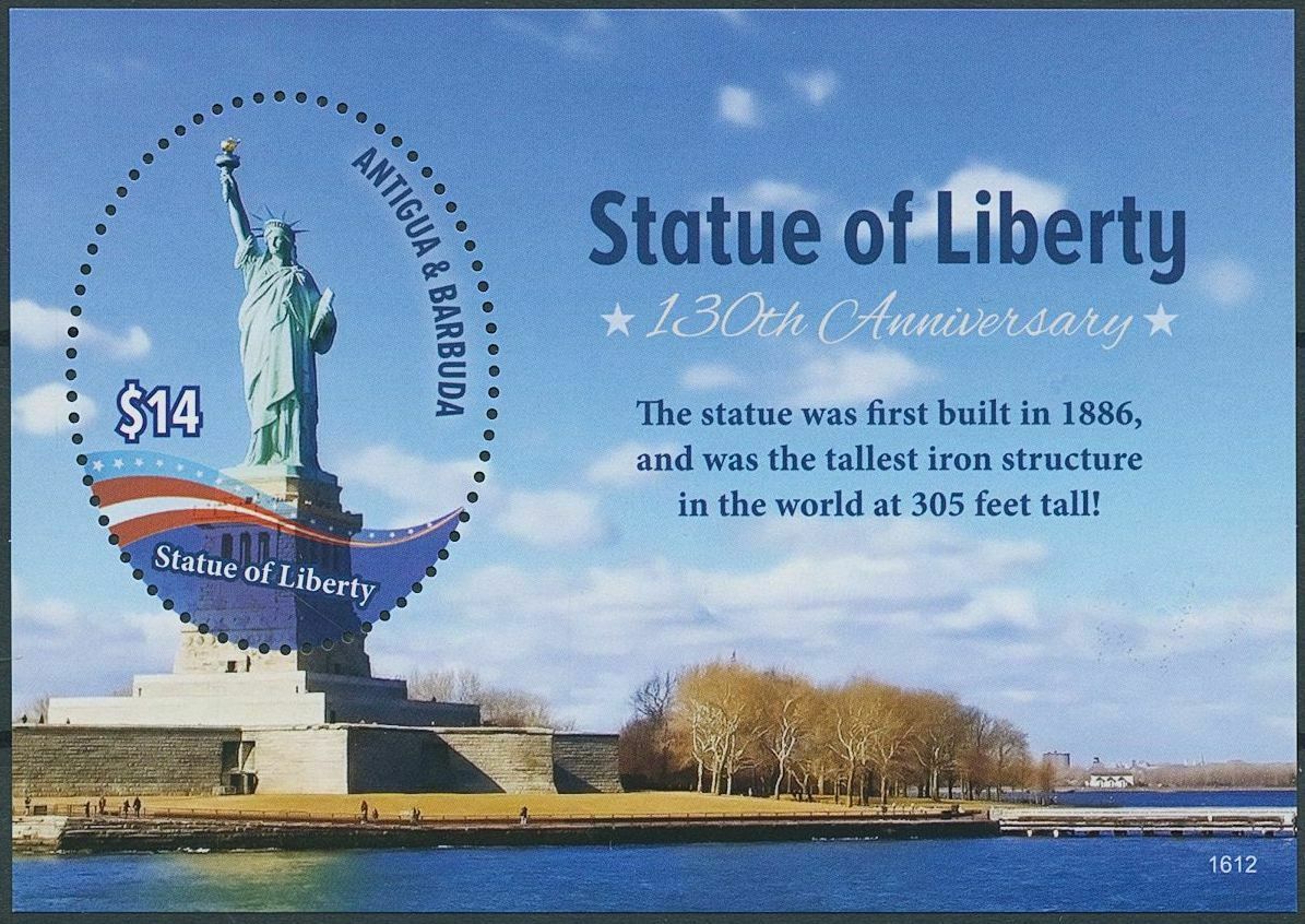 Antigua & Barbuda 2016 MNH Architecture Stamps Statue of Liberty Landmarks 1v SS