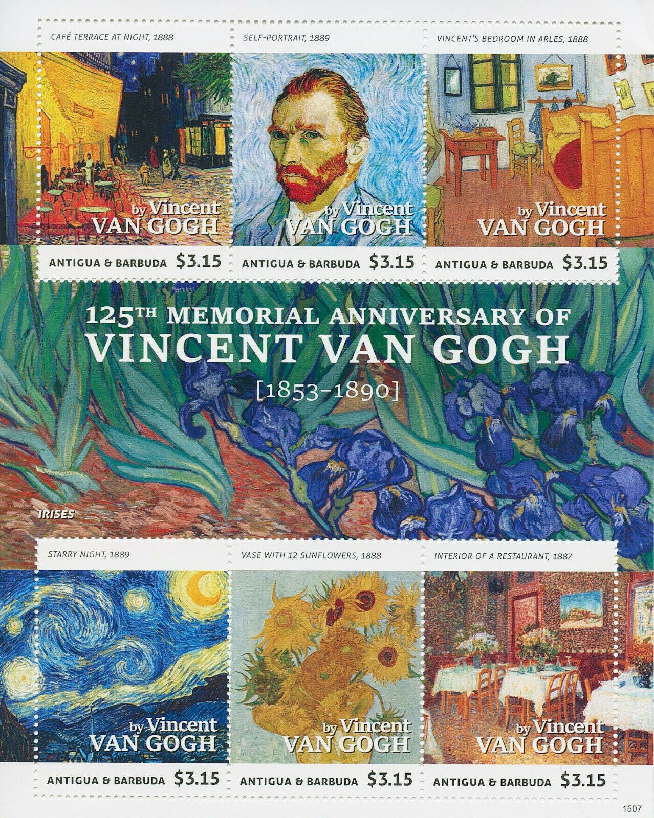 Antigua & Barbuda 2015 MNH Art Stamps Vincent van Gogh Paintings 6v M/S