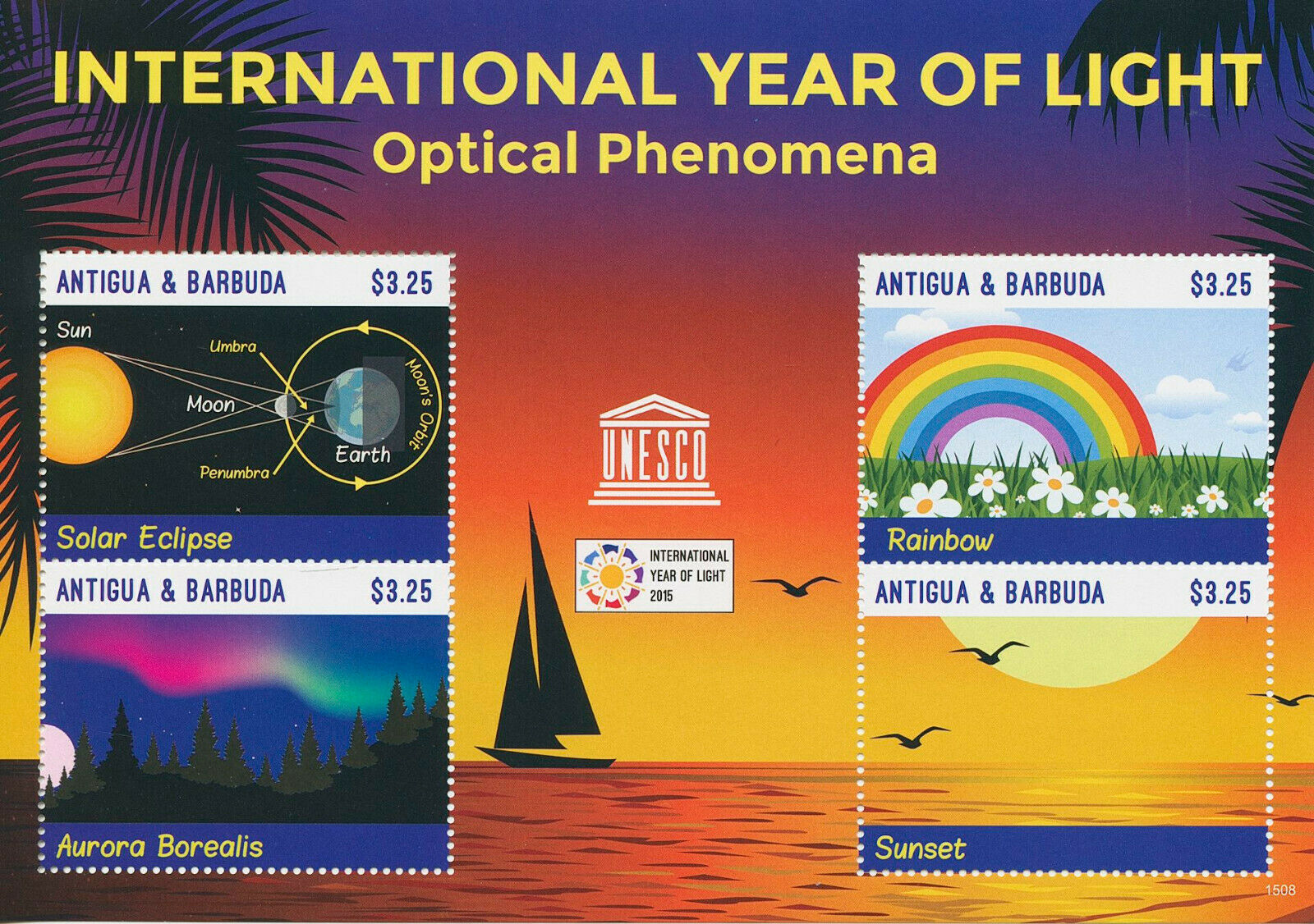 Antigua & Barbuda 2015 MNH UNESCO Stamps Intl Year of Light Solar Eclipse 4v M/S