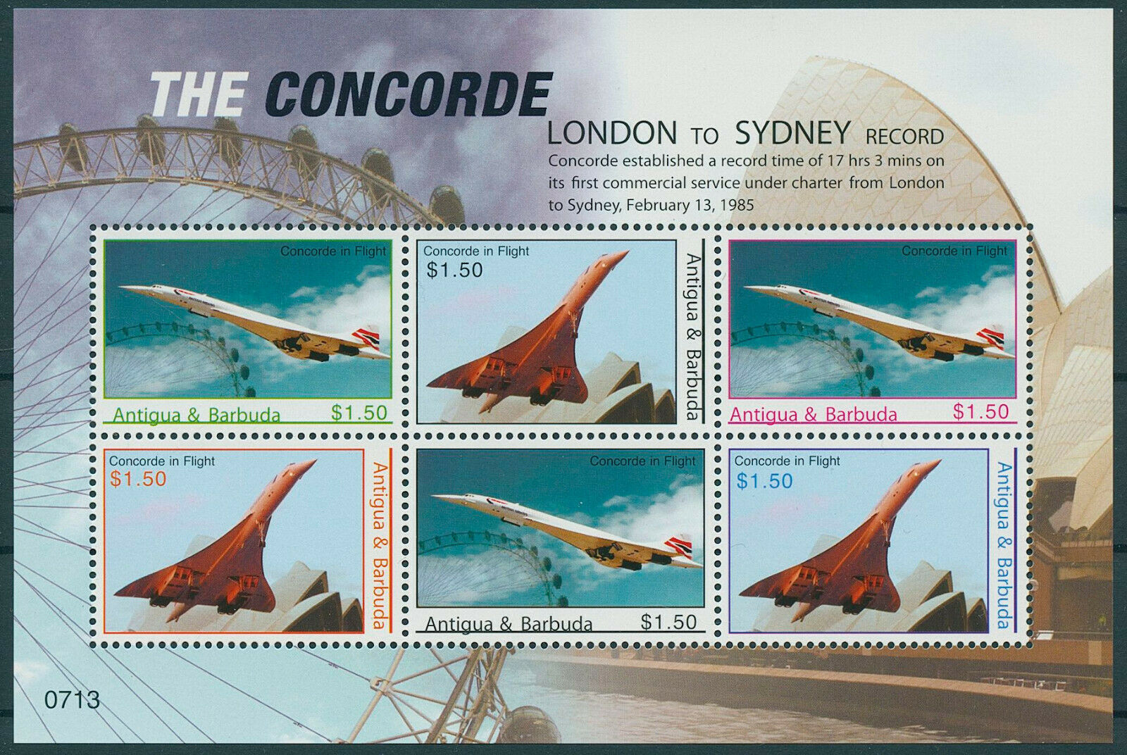 Antigua & Barbuda 2007 MNH Aviation Stamps Concorde Aircraft London Sydney 6v MS