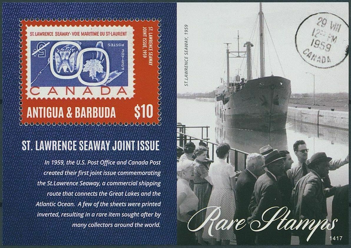 Antigua & Barbuda 2014 MNH Stamps-on-Stamps Rare Stamps St Lawrence Seaway 1v SS