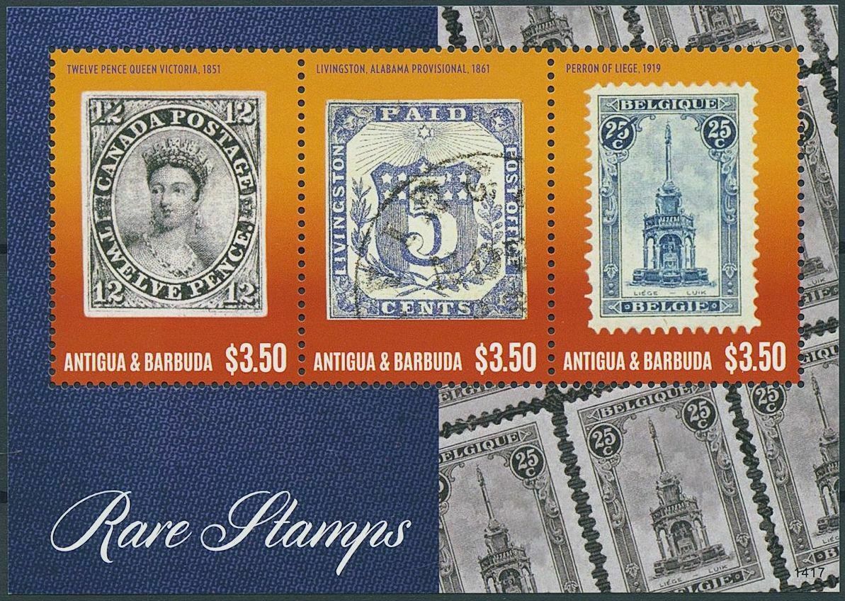 Antigua & Barbuda 2014 MNH Stamps-on-Stamps Rare Stamps SOS 3v M/S