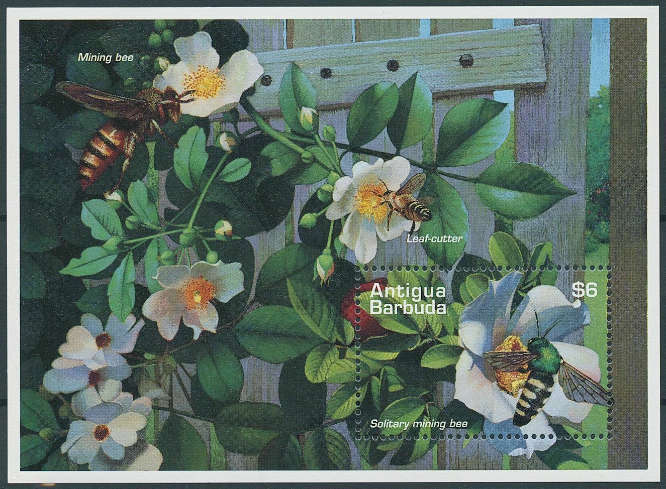 Antigua & Barbuda 1995 MNH Bees Stamps Solitary Mining Bee Insects 1v S/S