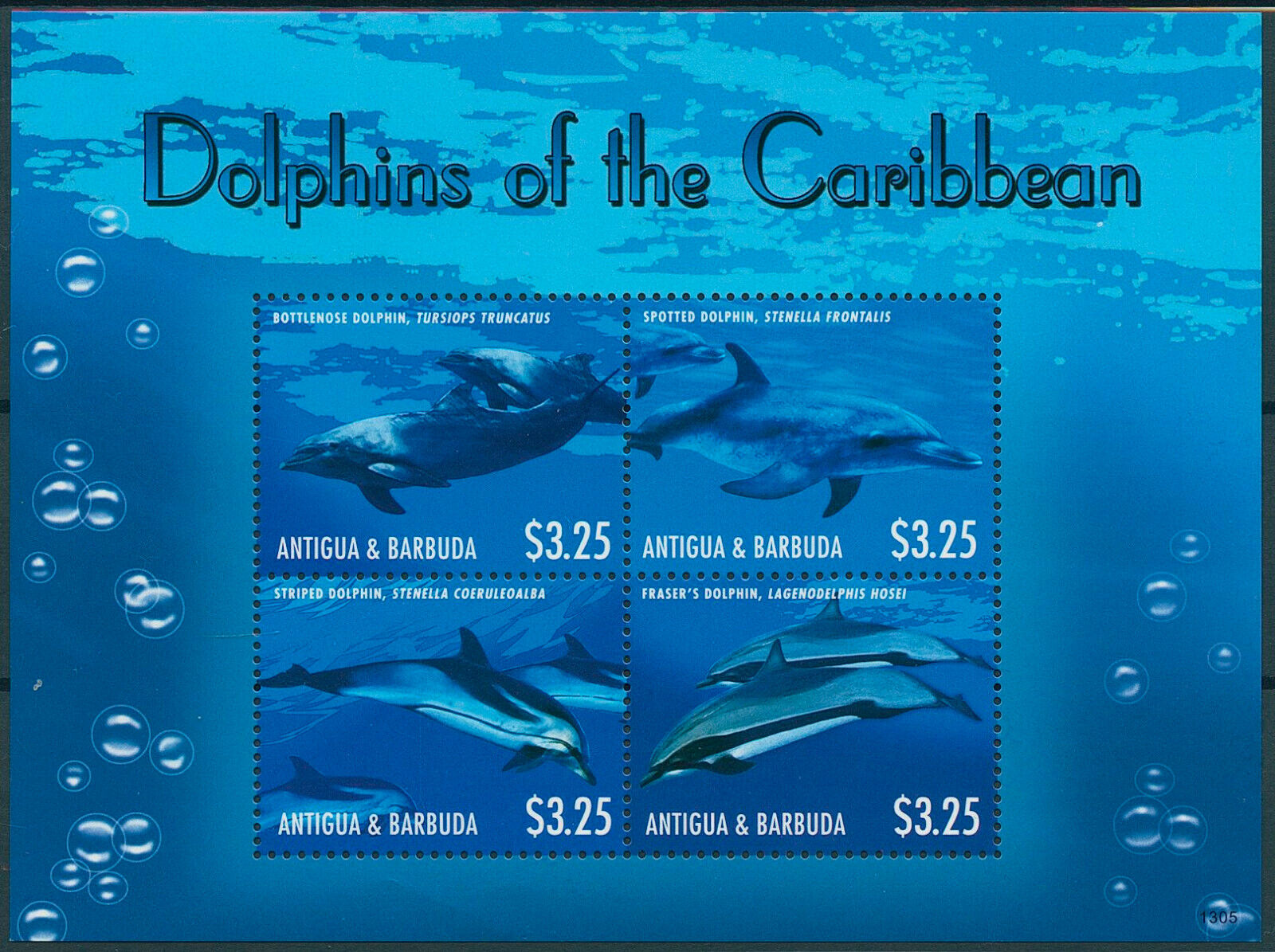 Antigua & Barbuda 2013 MNH Dolphins of Caribbean Stamps Bottlenose Dolphin 4v M/S