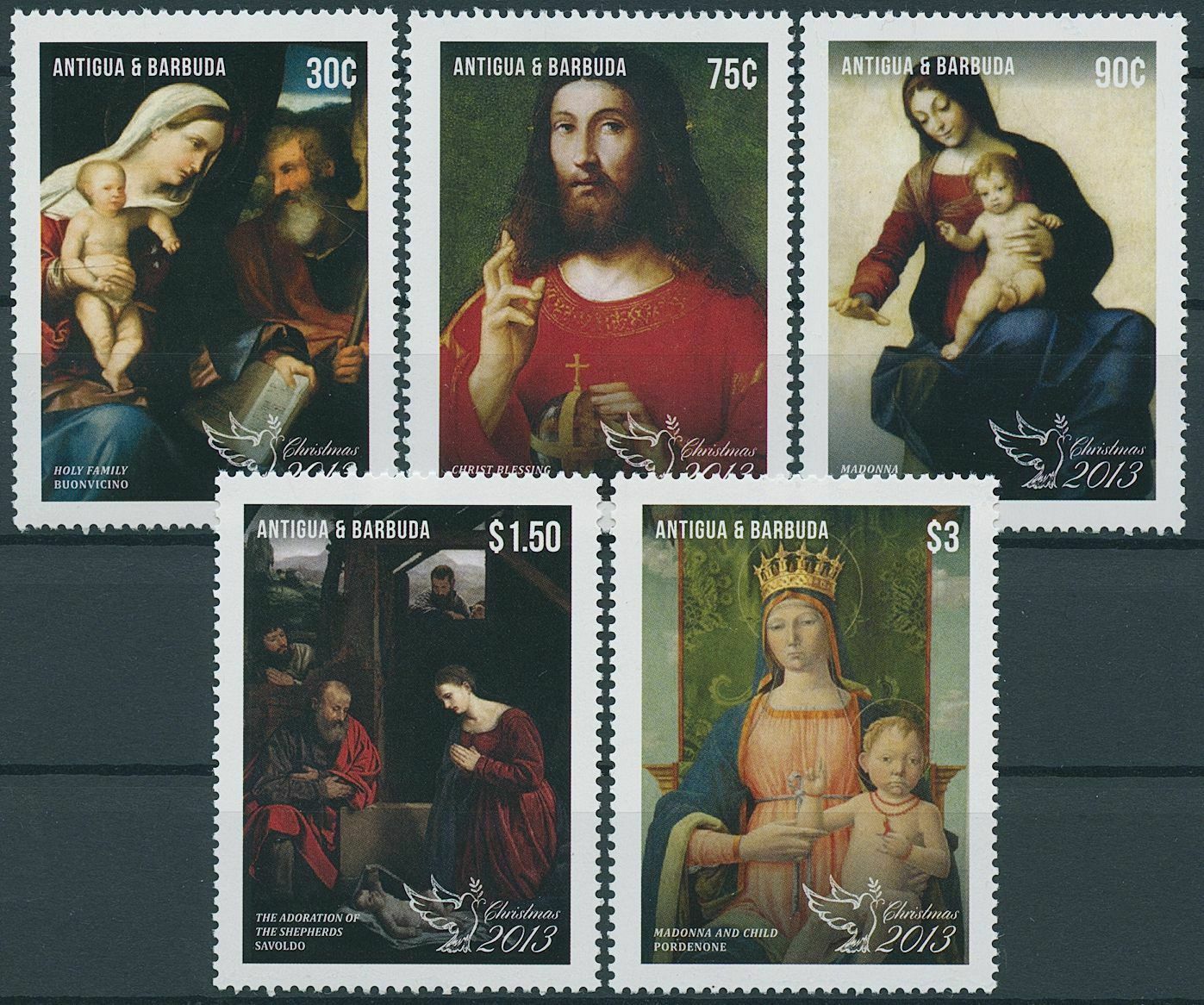 Antigua & Barbuda 2013 MNH Christmas Stamps Art Nativity Paintings 5v Set
