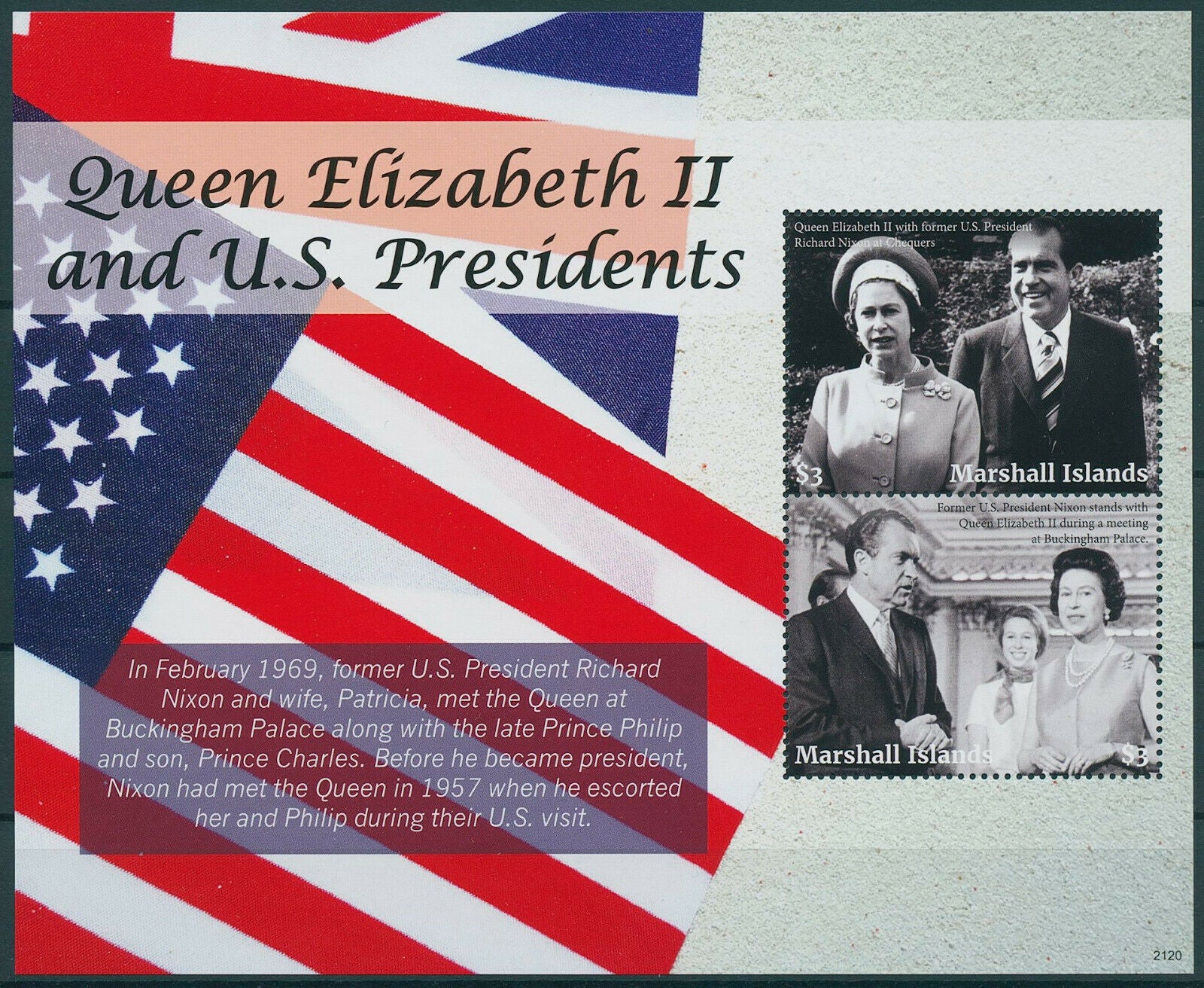 Marshall Islands 2021 MNH Queen Elizabeth II Stamps US Presidents Nixon 2v M/S
