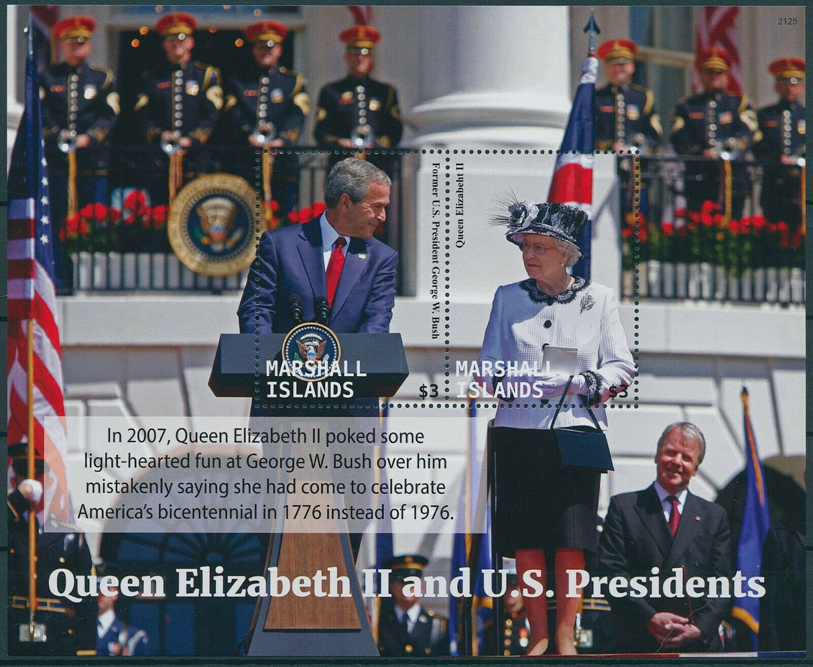 Marshall Islands 2021 MNH Queen Elizabeth II Stamps US Presidents Bush Jr 2v M/S