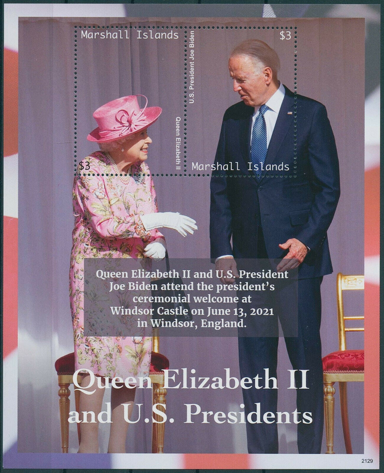 Marshall Islands 2021 MNH Queen Elizabeth II Stamps US Presidents Biden 2v M/S