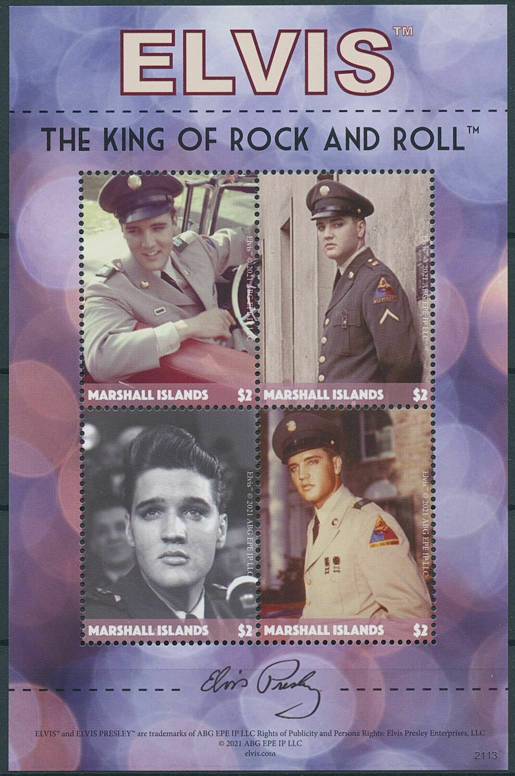 Marshall Islands 2021 MNH Elvis Presley Stamps King of Rock 'N Roll Music 4v M/S