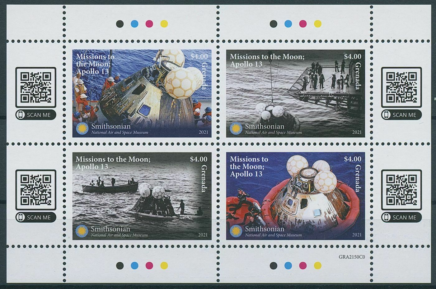 Grenada 2021 MNH Space Stamps Smithsonian Apollo 13 Missions to Moon 4v M/S II