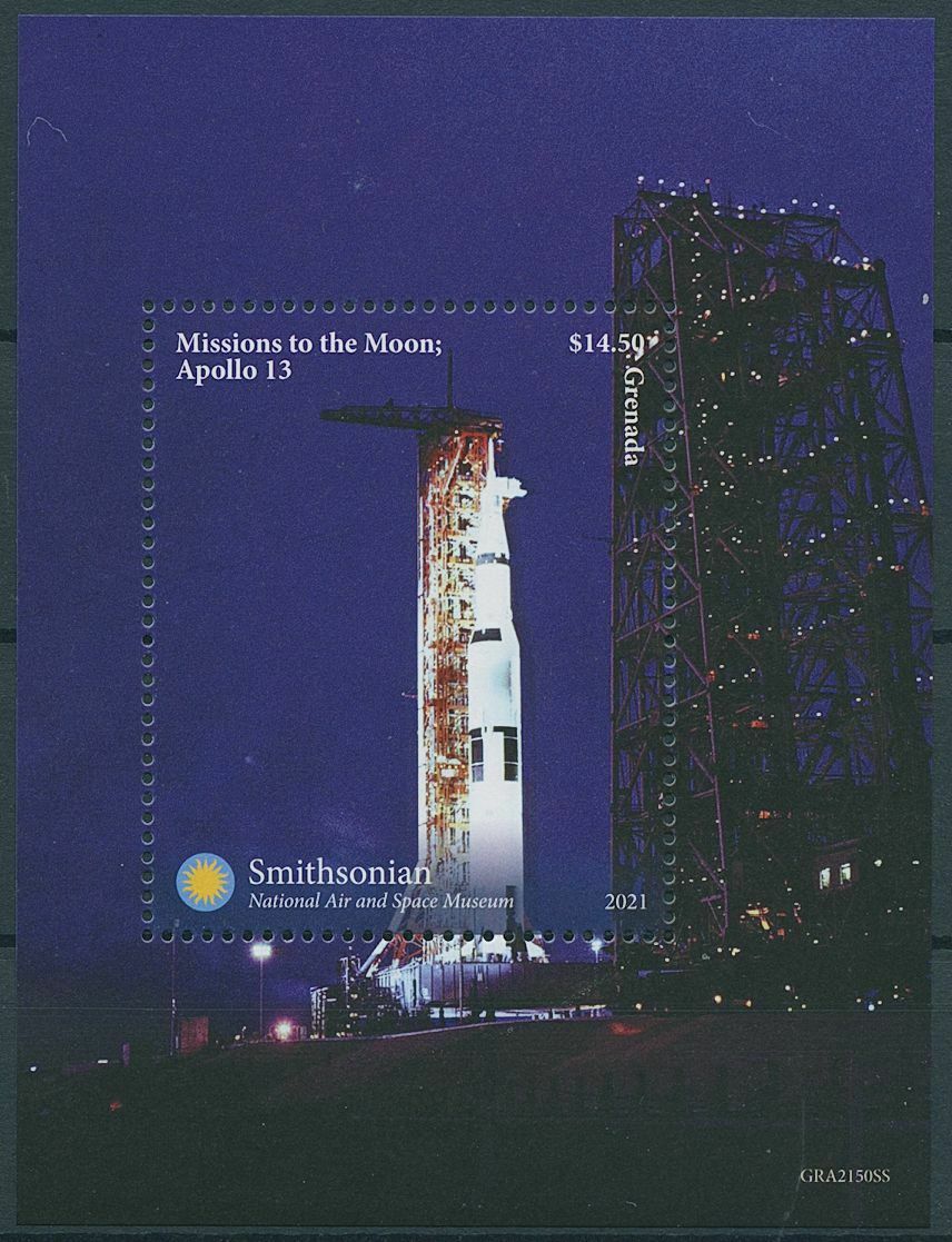 Grenada 2021 MNH Space Stamps Smithsonian Apollo 13 Missions to Moon 1v S/S I