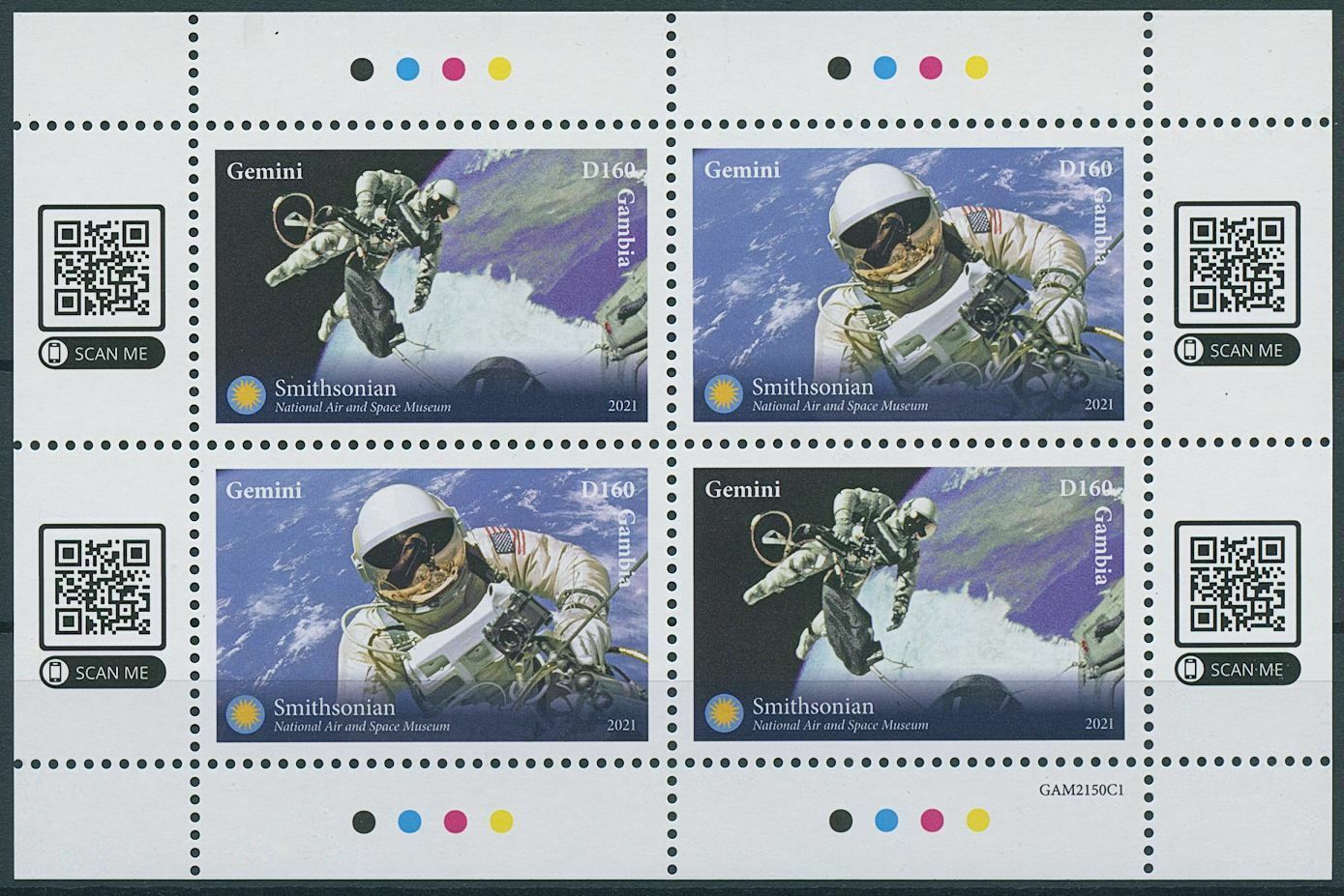 Gambia 2021 MNH Space Stamps Smithsonian Museum Project Gemini NASA 4v M/S II