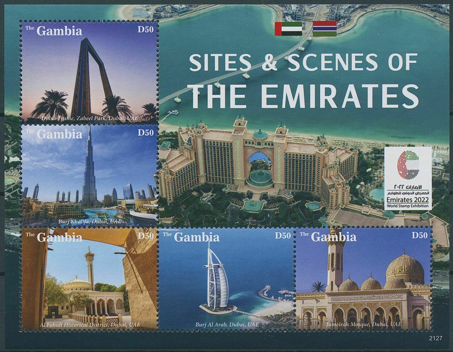 Gambia 2021 MNH Architecture Stamps Sites & Scenes of Emirates Mosques 5v M/S