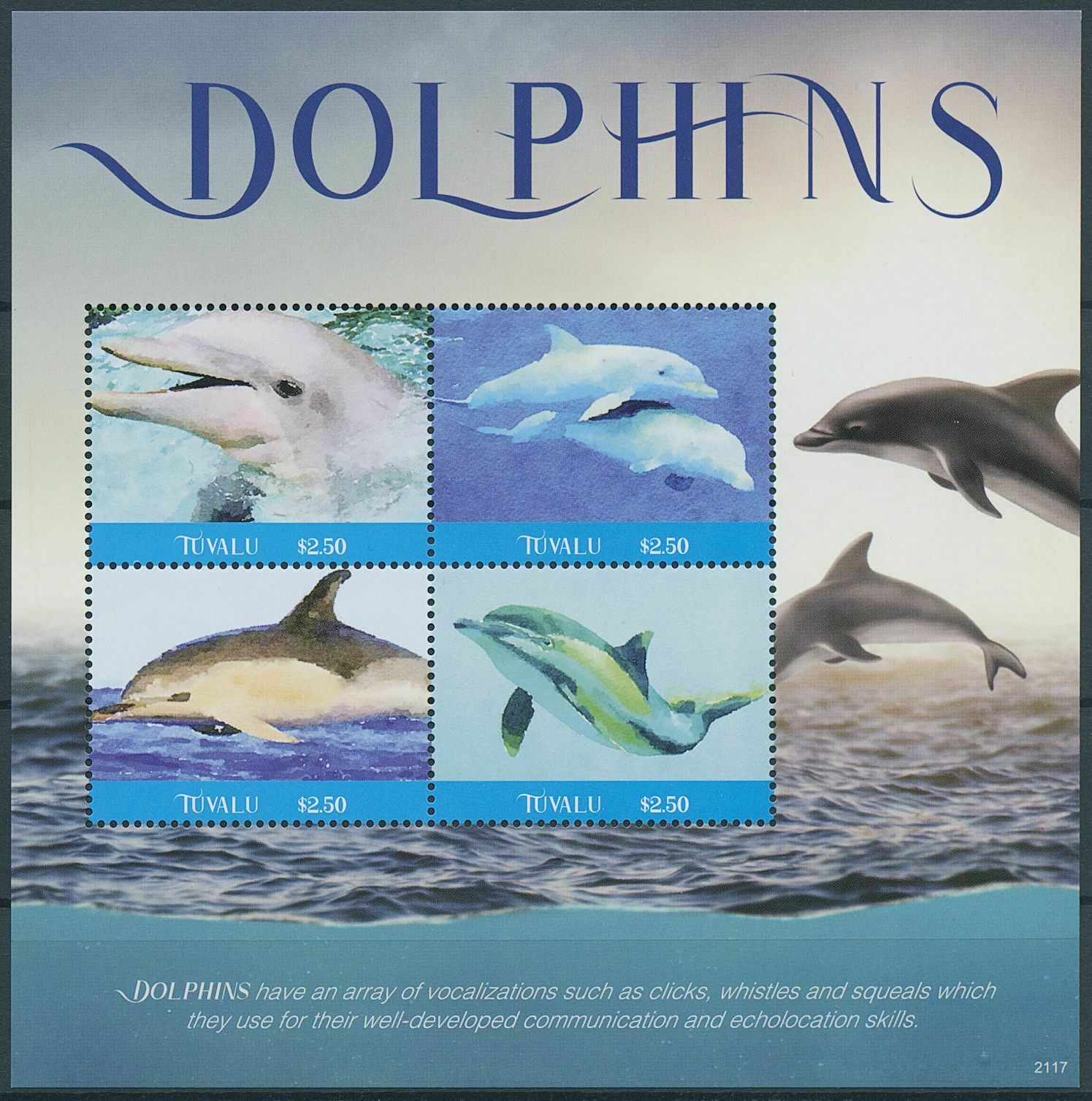 Tuvalu 2021 MNH Marine Animals Stamps Dolphins Dolphin 4v M/S