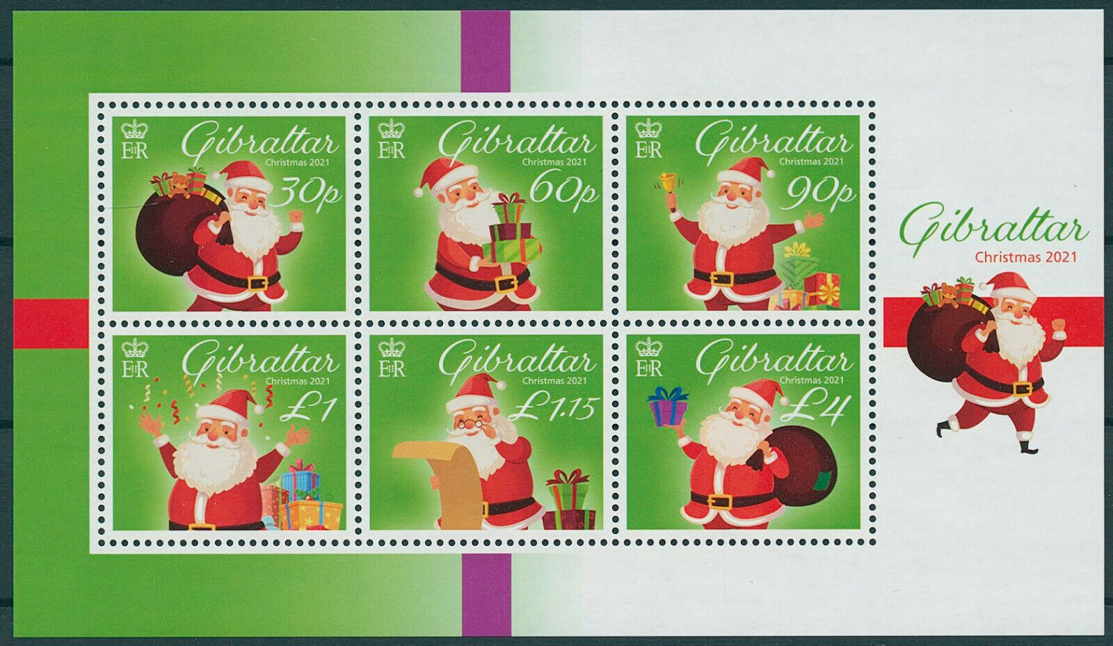 Gibraltar 2021 MNH Christmas Stamps Santa Claus Presents 6v M/S