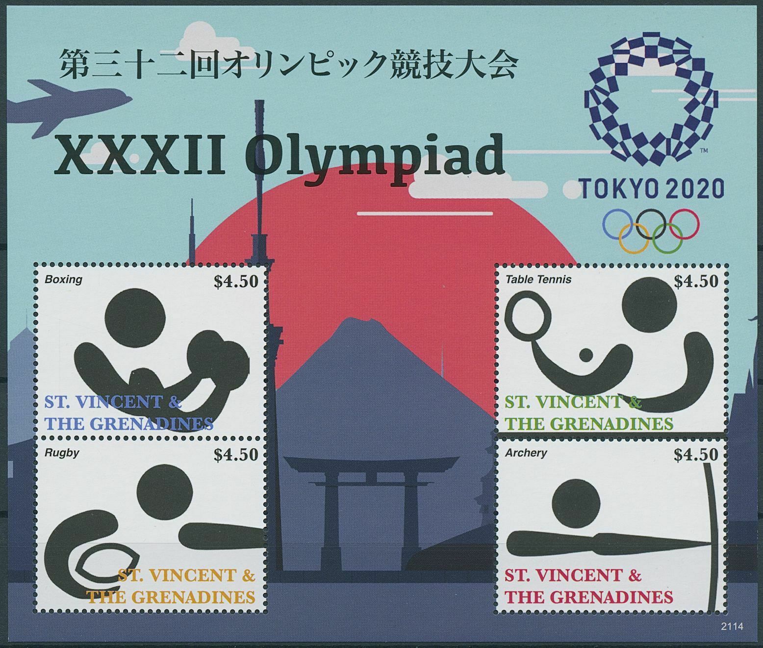 St Vincent & Grenadines 2021 MNH Summer Olympics Stamps Tokyo 2020 Boxing 4v M/S