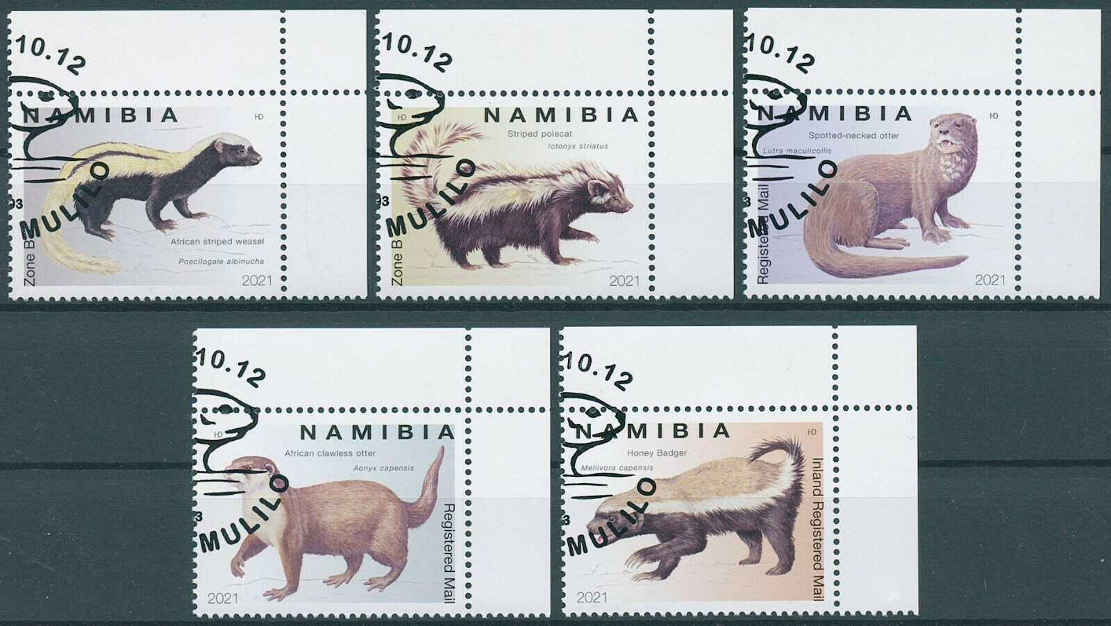 Namibia 2021 CTO Wild Animals Stamps Mustelids Weasels Badgers Otters 5v Set A