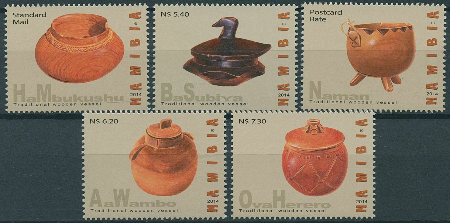 Namibia 2014 MNH Cultures Stamps Traditional Wooden Vessels Artifacts 5v Set