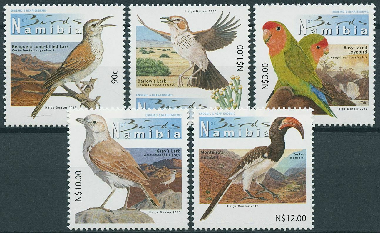 Namibia 2013 MNH Endemic Birds on Stamps Definitives Add Values Lovebirds 5v Set