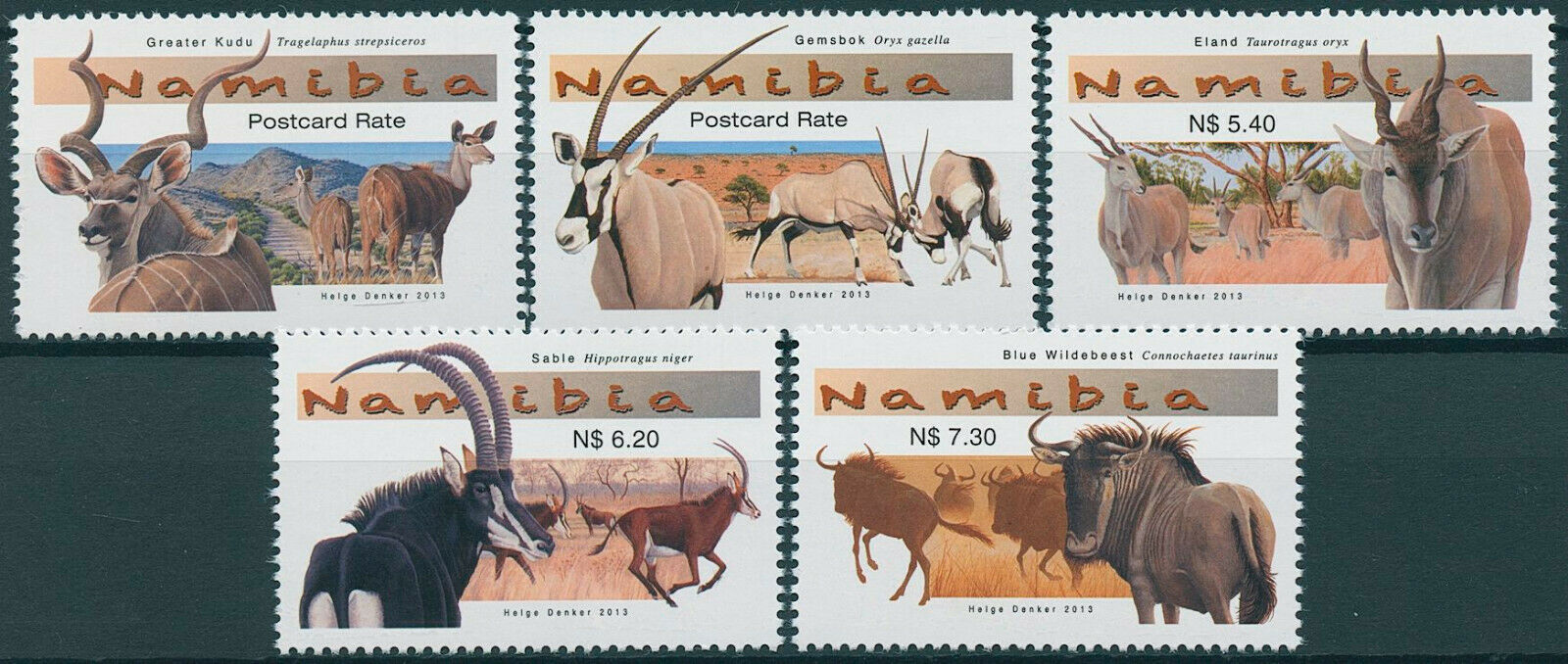Namibia 2013 MNH Wild Animals Stamps Large Antelopes Kudu Gemsbok Eland 5v Set