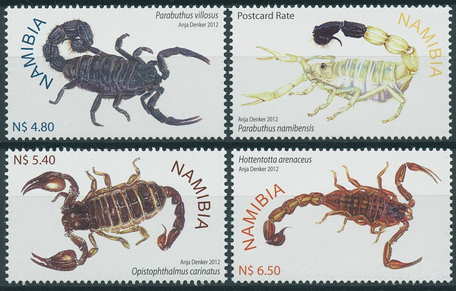 Namibia 2012 MNH Scorpions Stamps Parabuthus Scorpion Arachnids 4v Set