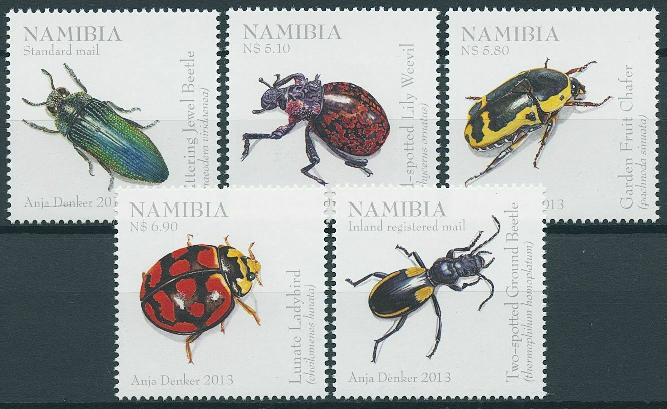 Namibia 2013 MNH Insects Stamps Beetles Weevil Jewel Beetle Ladybirds 5v Set