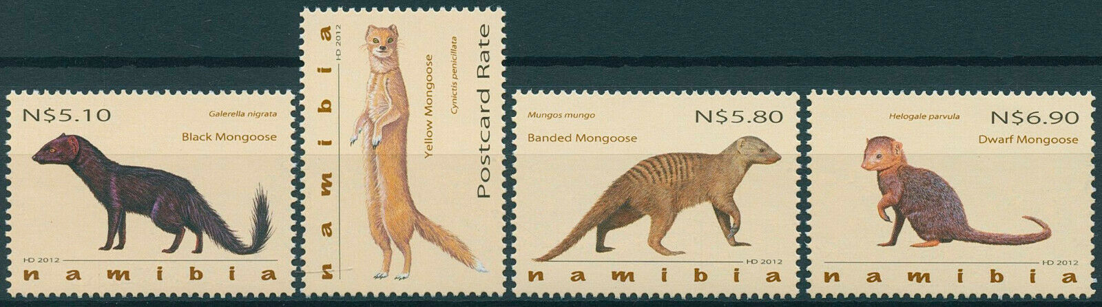 Namibia 2012 MNH Wild Animals Stamps Mongooses Banded Black Mongoose 4v Set