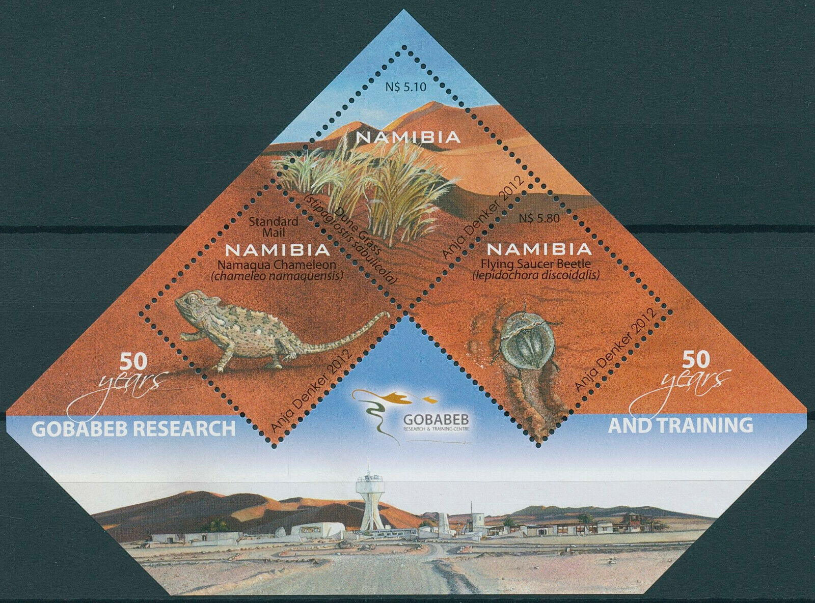Namibia 2012 MNH Stamps Gobabeb Research Deserts Lizards Beetles Plants 3v M/S