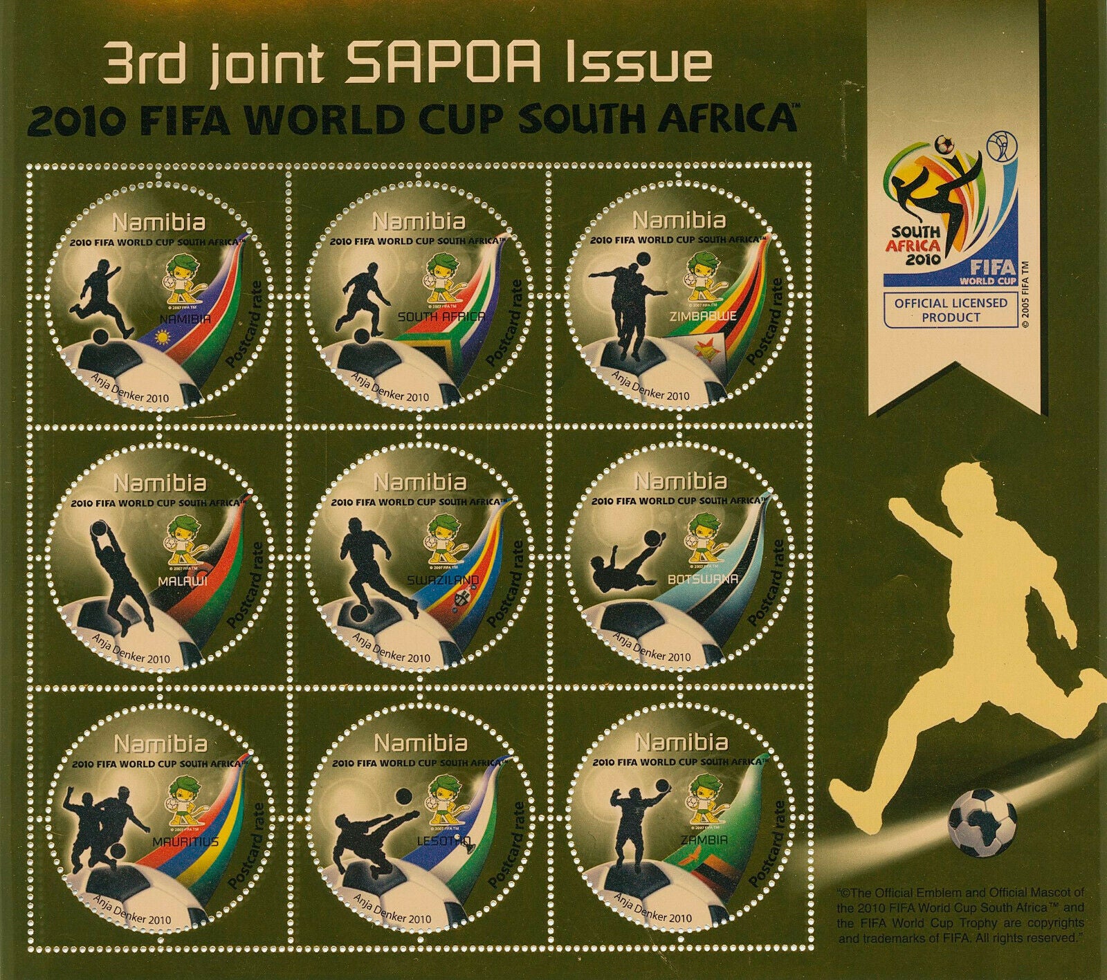 Namibia 2010 MNH Football Stamps World Cup South Africa SAPOA 3rd JIS 9v M/S