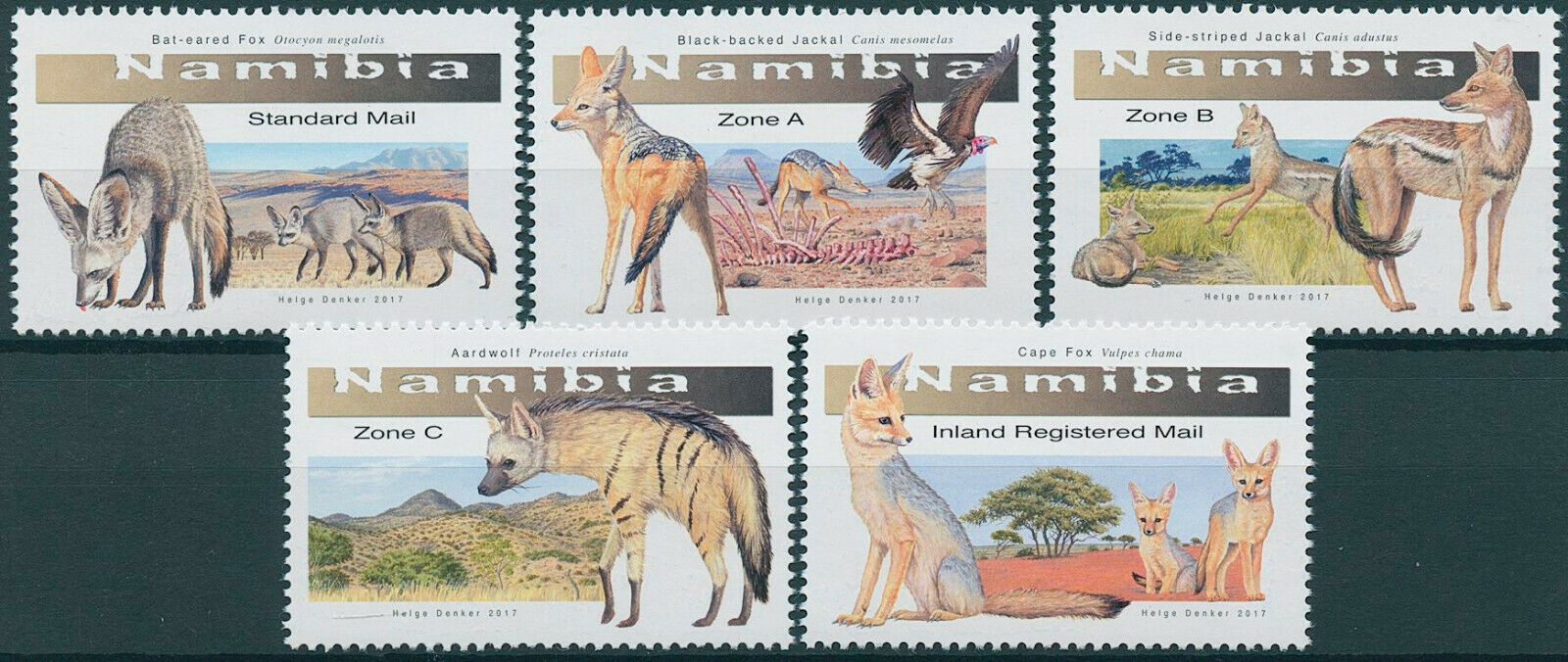 Namibia 2017 MNH Wild Animals Stamps Small Canines Foxes Aardwolf 5v Set