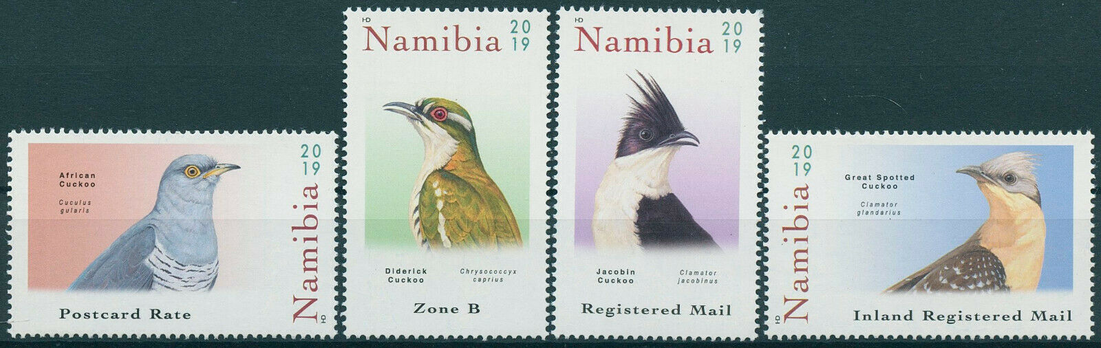 Namibia 2019 MNH Birds on Stamps Cuckoos Diderick Jacobin Cuckoo 4v Set