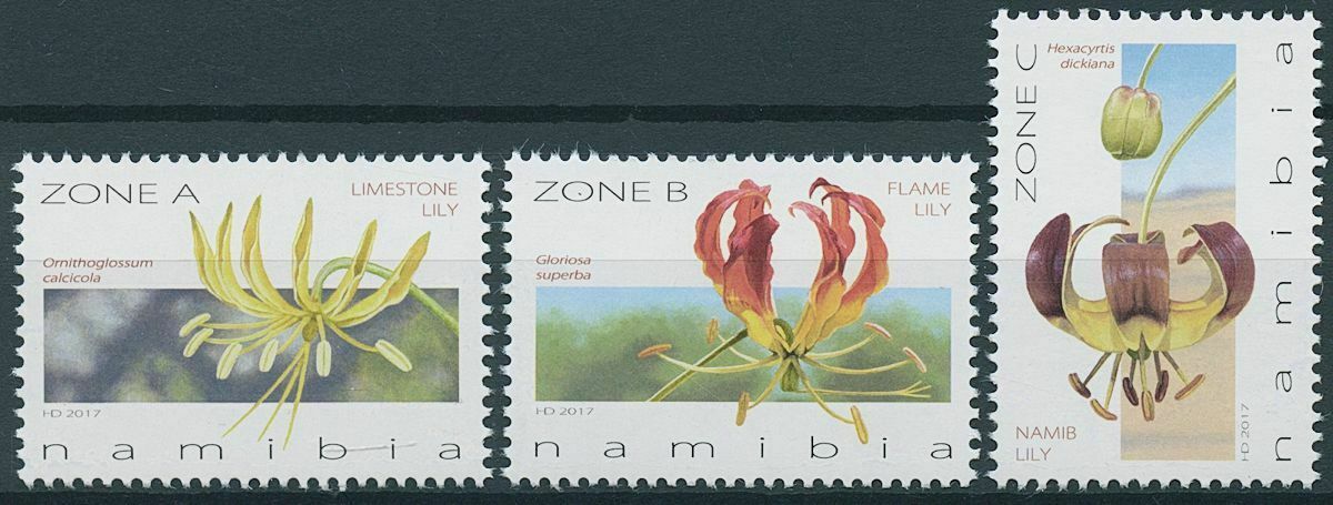 Namibia 2017 MNH Flowers Stamps Flame Lilies Namib Lily Flora Nature 3v Set B