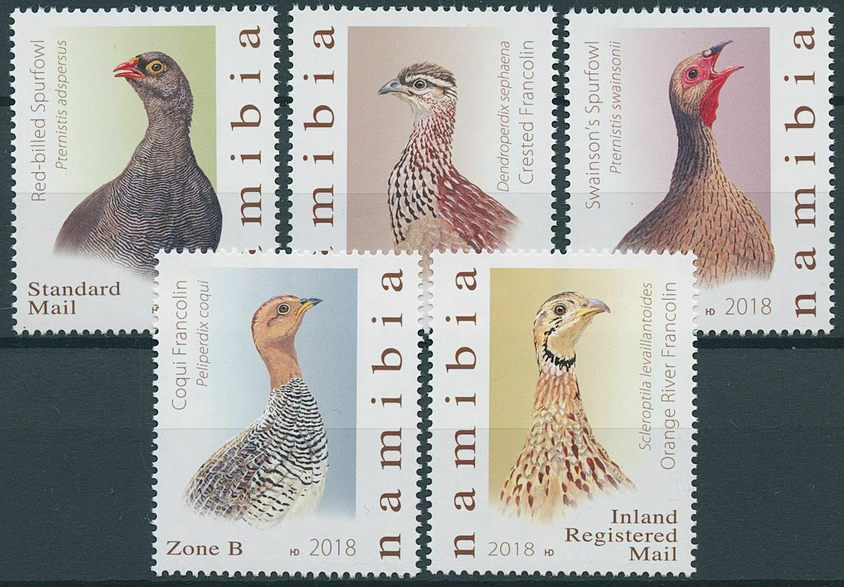 Namibia 2018 MNH Birds on Stamps Francolins & Spurfowls Coqui Francolin 5v Set A