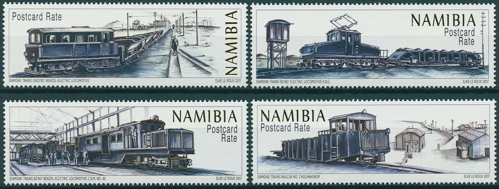 Namibia 2017 MNH Railways Stamps Diamond Trains Electric Lomotives Rail 4v Set